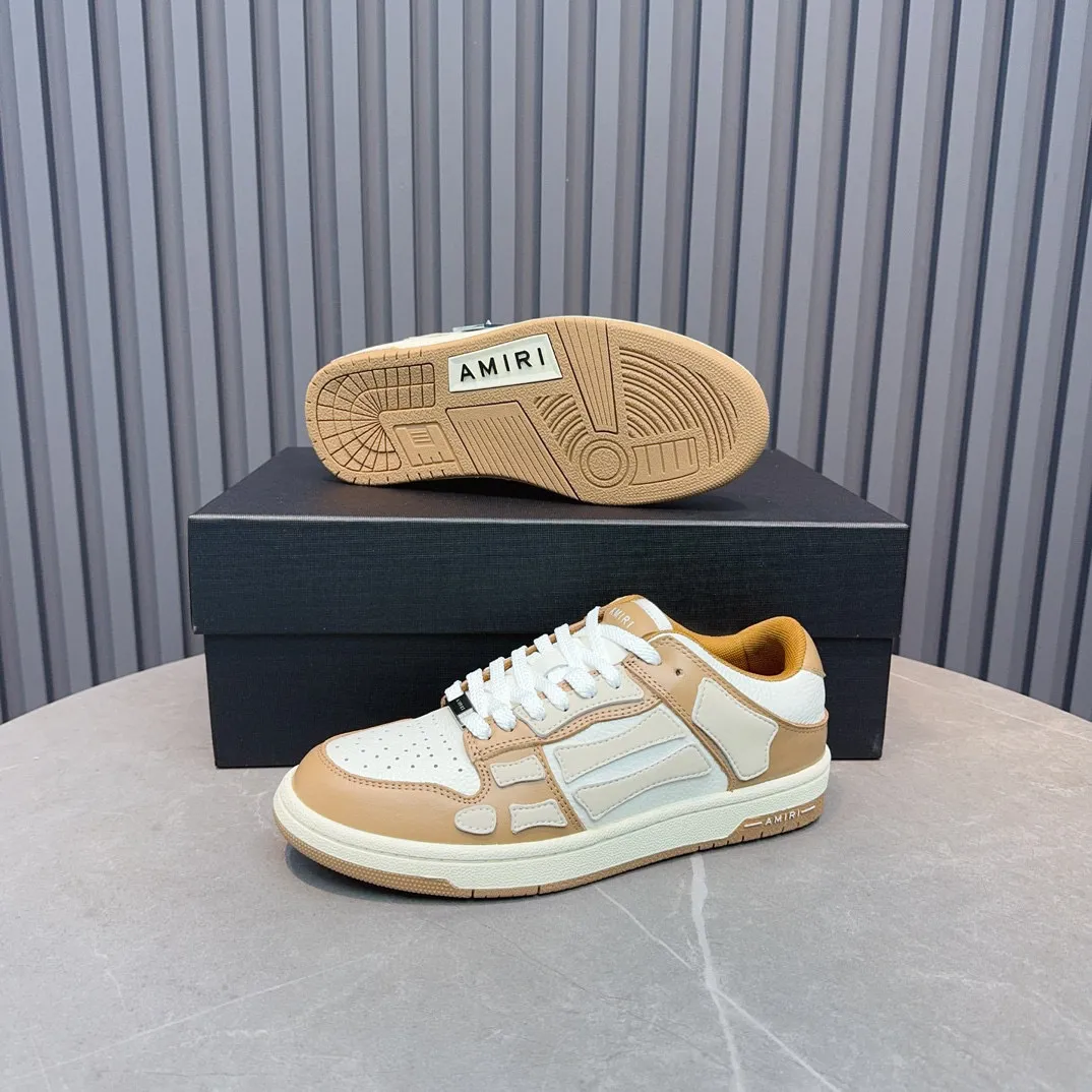 Men's men's shoes 💰600 AMIRI high street sneakers with bone sports shoes, toe layer cowhide upper, upper side bones, hand-stitched, good three-dimensional effect, customized metal LOGO, size 38-45 46